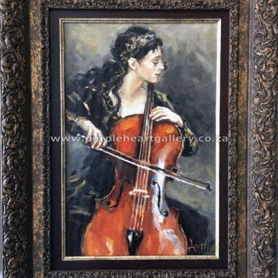 Avril Hattingh Cello framed
